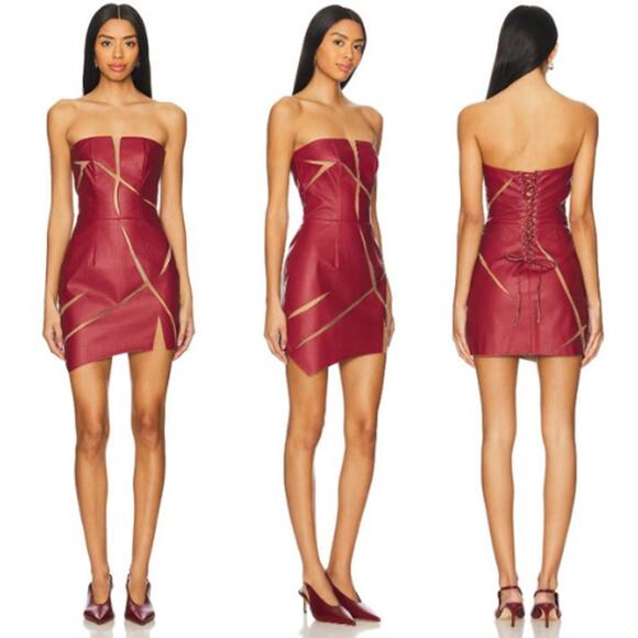 Di Petsa | NWT Healing Of A Broken Heart Mini Dress in Red Faux Leather L - Picture 3 of 12